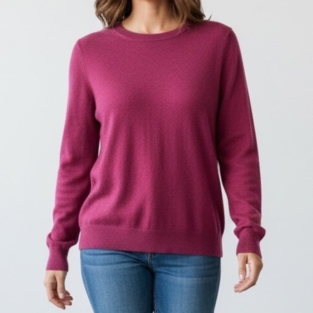Moda‎ International Silk Cashmere Scoop Neck Sweater Magenta Pink Large L